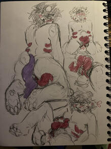 3 fullbodies ($50x3) and one simple part focus ($8) with a sketch finish (-$5x4) (added for each shot in the drawing) = $138